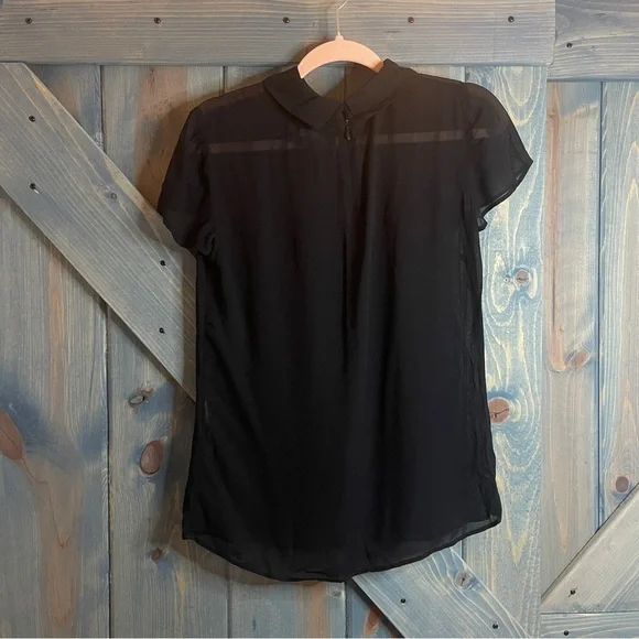 Reformation RARE F*ck Off Embroidered Collar Black Sheer Top - Picture 4 of 5